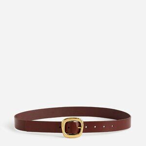 NEW Madewell Sculptural Buckle Belt - Soft Mahogany - Size S